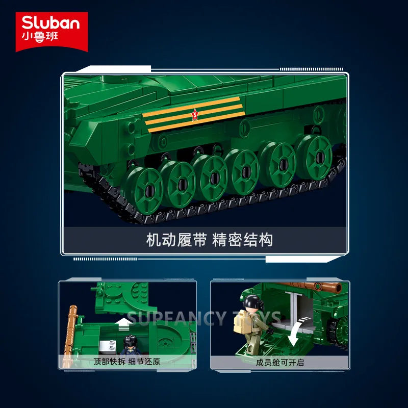 Sluban Military Tank Transport Helicopter Gunship Model Bricks Infantry Fighting Vehicle Weapon DIY Creative Building Block Toys