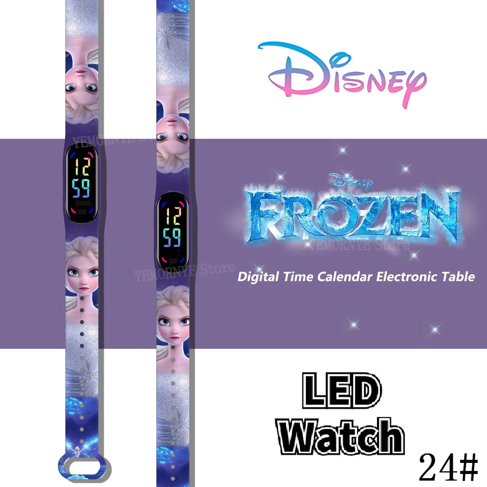 Disney Frozen Digital Kids' Watches Anime Figures LED Luminous Watch Touch Waterproof Electronic Sports Watch Kids Birthday Gift