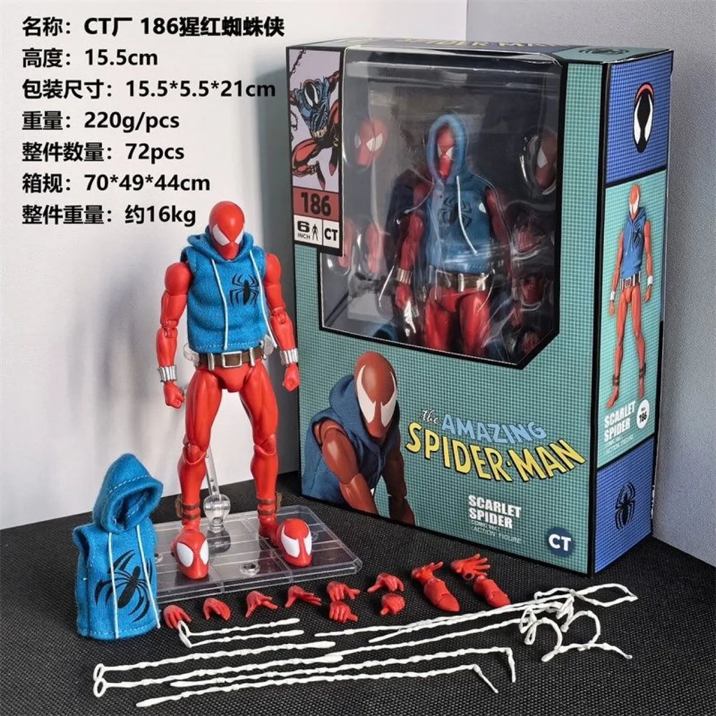 Ct Toys Anime Action Figure Figurine Scarlet Spider Spiderman Mafex 186 The Amazing Spider-Man Comic Version Gifts Toy