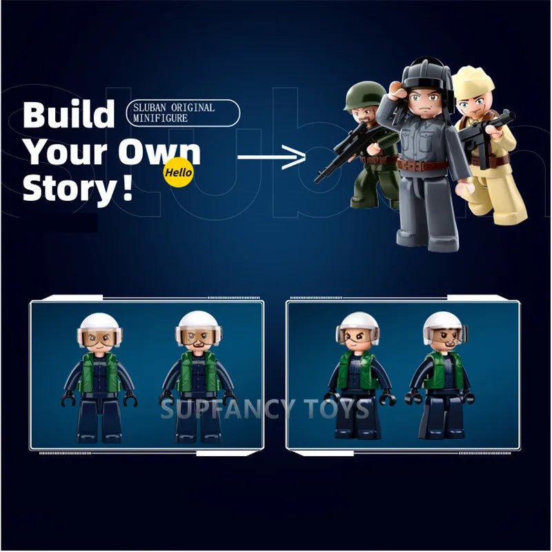 Sluban Military Tank Transport Helicopter Gunship Model Bricks Infantry Fighting Vehicle Weapon DIY Creative Building Block Toys