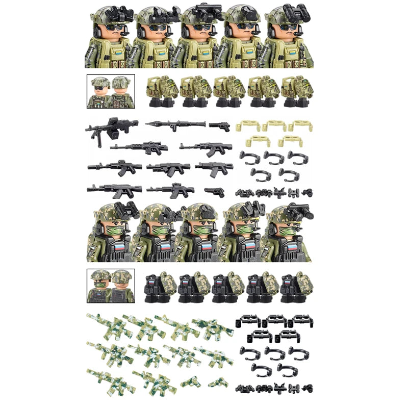 City Special Forces Figures Building Blocks British Special Air Service US Russia SWAT Army Soldiers Military Weapons Bricks Toy