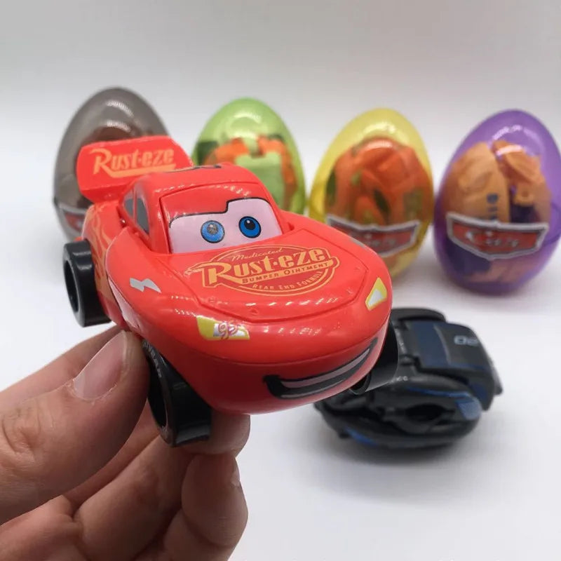 Disney Pixar Cars Anime Figures PVC McQueen Cruz Ramirez Model Racing Cars Funny Deformed Egg Toys For Kids Boy Gift