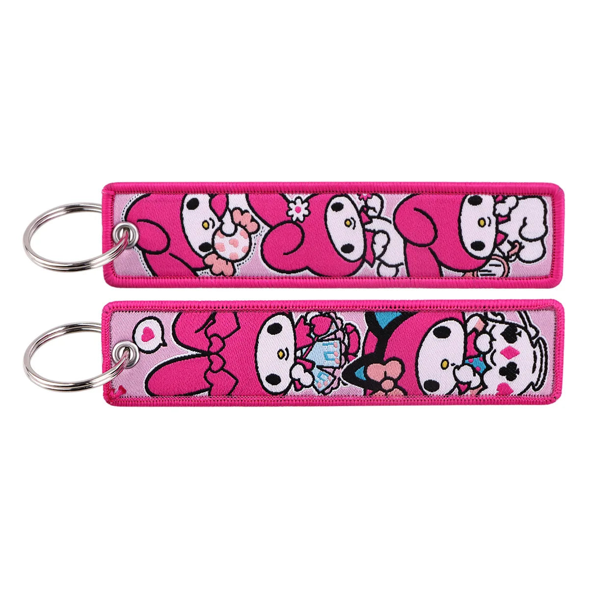Sanrio Hello Kitty Melody Kuromi Embroidery KeyChain Key Tag Cars Backpack Chaveiro Keychain Keyring Accessories Toy Gift