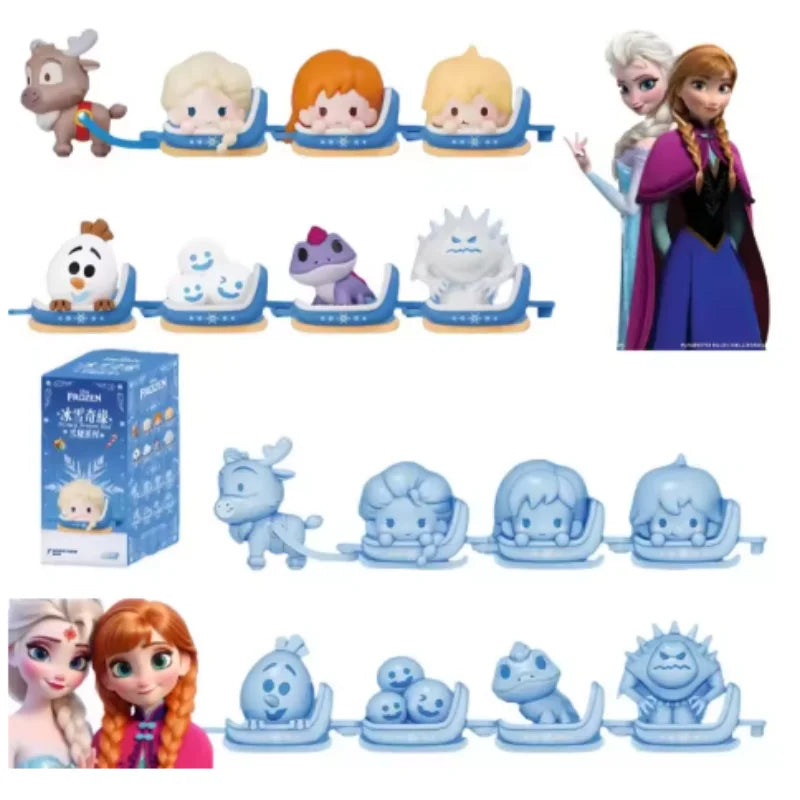 Frozen Elsa Anna Olaf Anime Peripherals Kawaii Cute Q Edition Surprise Blind Box Toy Tabletop Decoration Ornaments Holiday Gifts