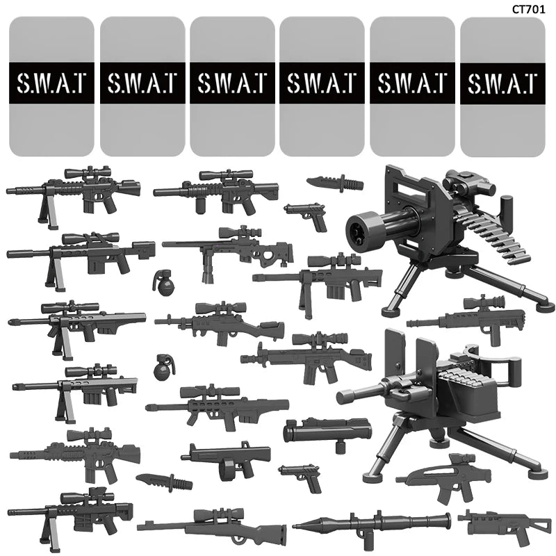 Modern Police SWAT City Weapons Set US Military Toy Kit Soldier Pack Army Equipment Mini MOC Figures Building Block Toys for Boy
