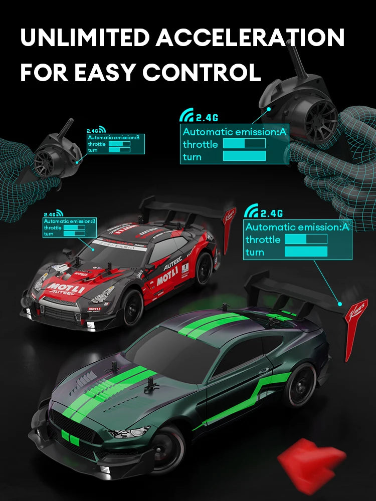 40KM/H Remote Control Car Rechargeabl Racing Drift Electric Graffiti RC Cars Birthday Toys for Boys