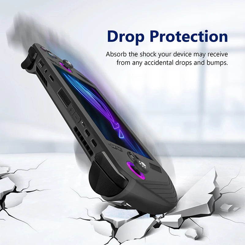 Silicone Protective Case Cover for ASUS ROG Ally X Game Console Anti-Scratch Dustproof Shell Sleeve Case with Cat Paw Rocker Cap