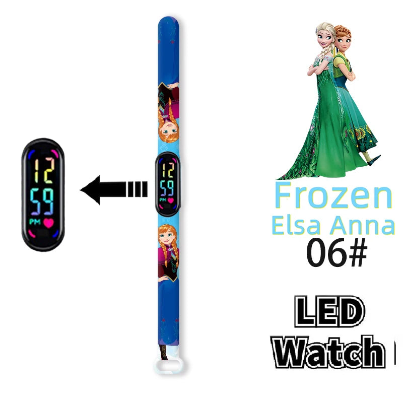 Disney Frozen Digital Kids' Watches Anime Figures LED Luminous Watch Touch Waterproof Electronic Sports Watch Kids Birthday Gift