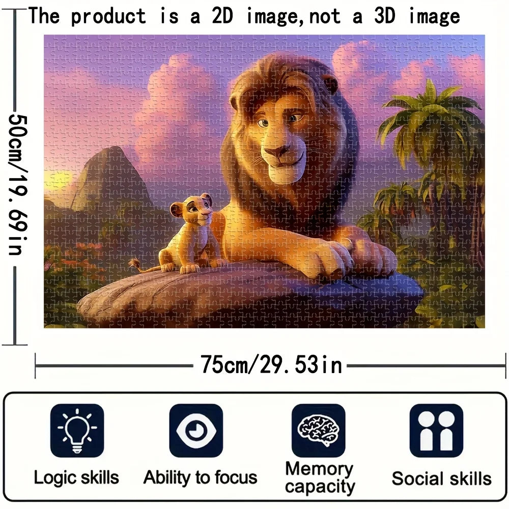 Disney  Lion King Wood Puzzle | Raw Wood, Vivid Simba and Mufasa Scenes, Family Fun, Desk Decorations, Easter Birthday Gifts,