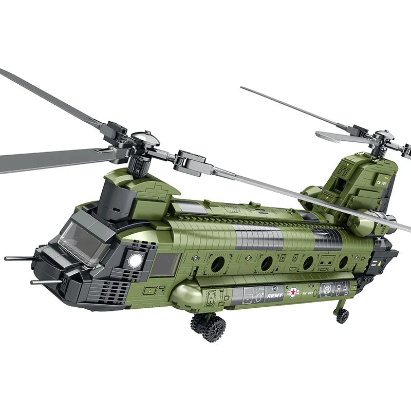 1451PCS CH-47 Chinook Transport Plane Building Blocks Military Armed Helicopter Fighter Model Bricks Toys For Kids Holiday Gifts