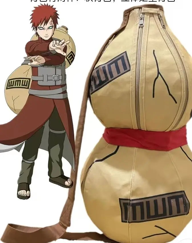 Naruto Sabaku No Gaara Gourd Backpack Canvas Sports Rucksack Cosplay Prop Bag Casual Daily School Travel Backpack Gift