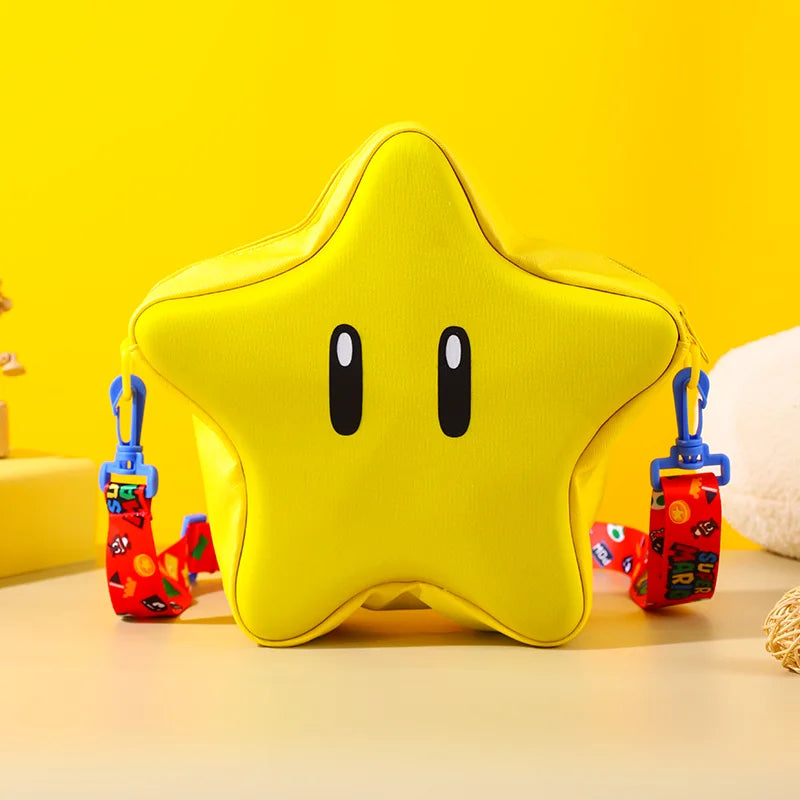 Super Mario Yellow Big Eye Star Backpack Girl Fashion Bag Student Crossbody Bag Anime Peripheral Backpack Birthday Gift