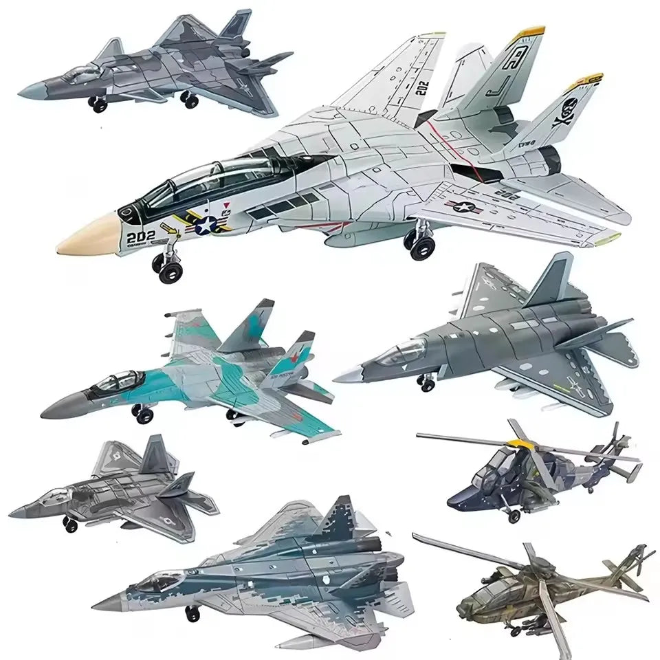 DIY Creative Military Series Building Blocks Multi-Purpose Fighter B2 F22 Tank T14 AH64 Helicopter ABS Assembly Model Kit Gift