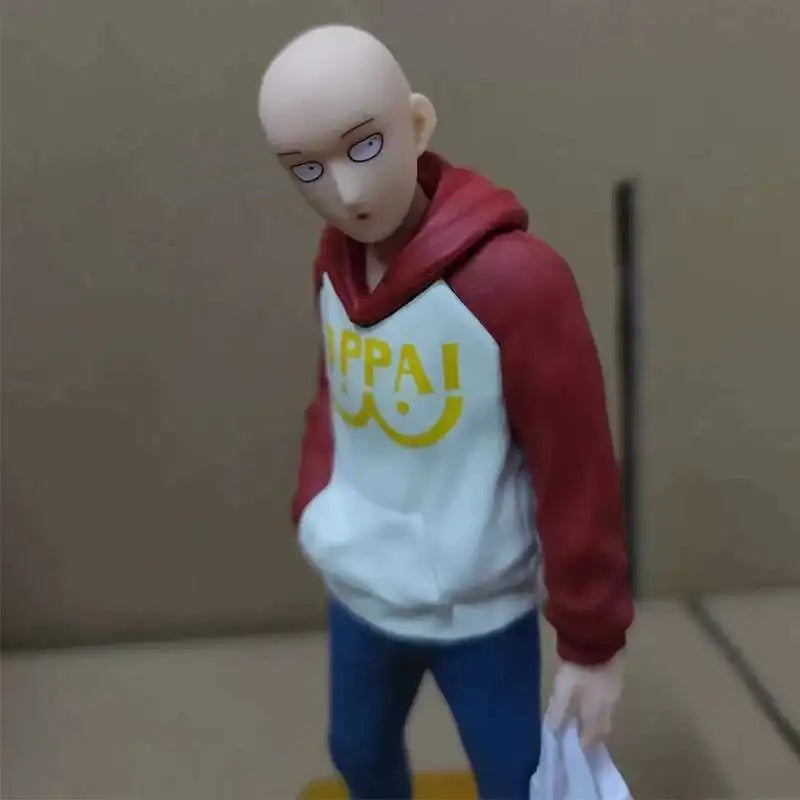 18cm One Punch Man Anime Figure One Punch Man Saitama OPPAI Action  Figure Hoodie Collection Model Doll Toys