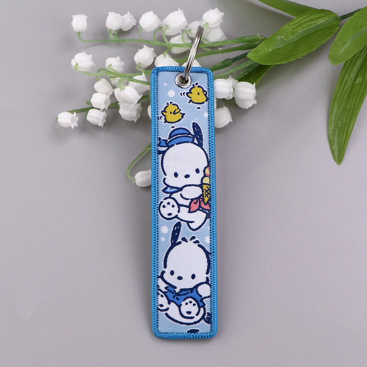 Sanrio Hello Kitty Melody Kuromi Embroidery KeyChain Key Tag Cars Backpack Chaveiro Keychain Keyring Accessories Toy Gift