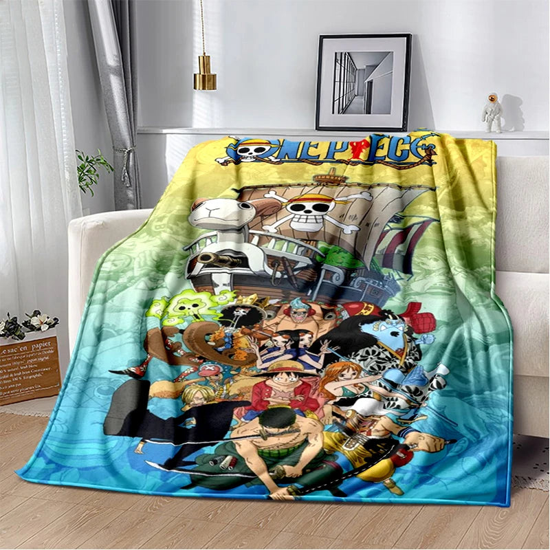 One Piece Luffy & Crew 2026 Flannel Blanket 3D Print Soft Warm Anime Characters Throw Blanket Lightweight Cozy Bedding for Fans