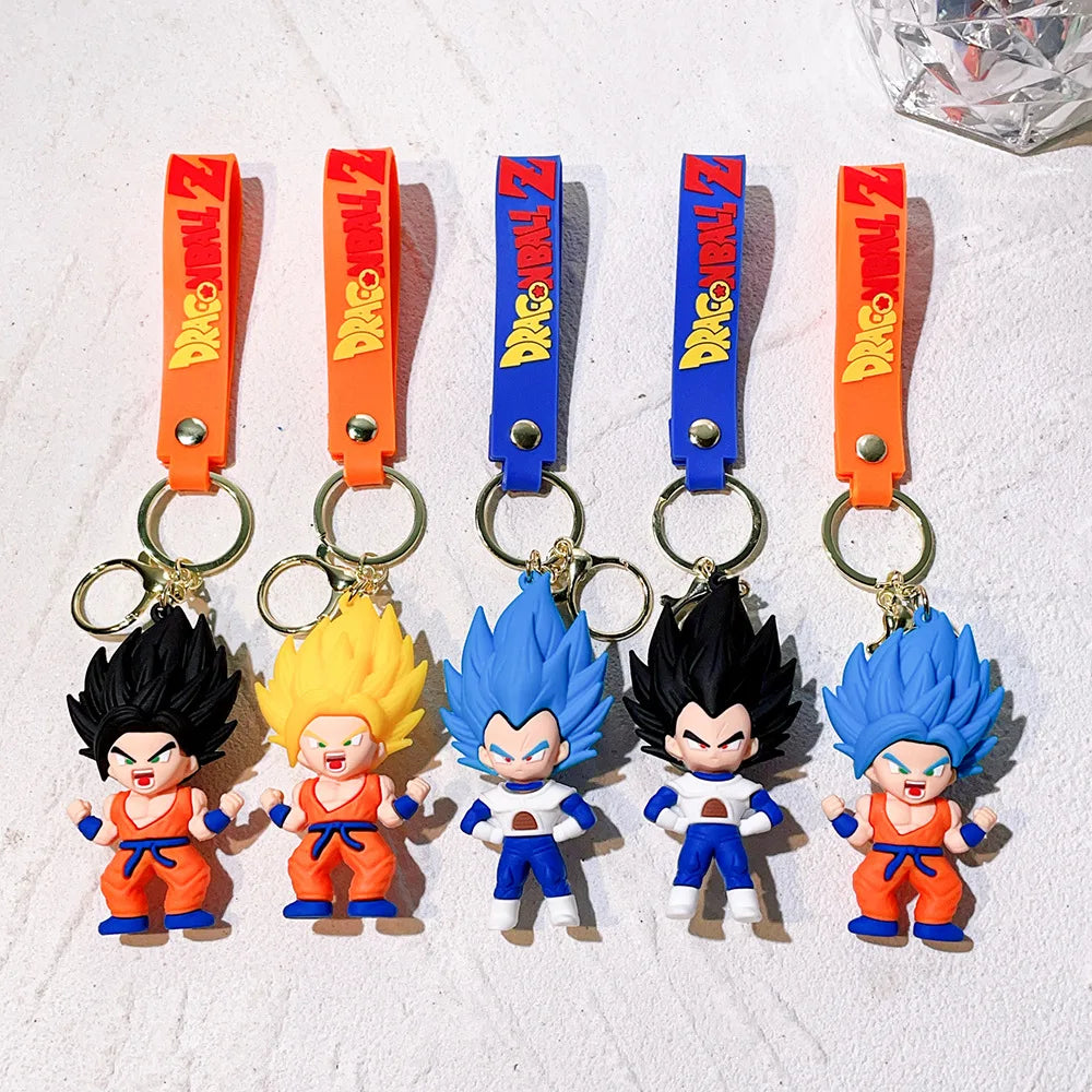 Anime Dragon Ball Keychain Fashion Jewelry Son Goku Vegeta Piccolo Action Figures Key Ring for Men Women Bags