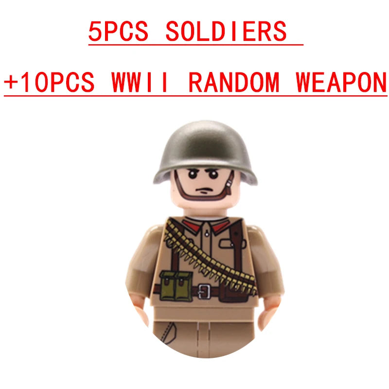 25/50/100Pcs Soldier Police Gangster WW2 Army Military Weapons SWAT Machine Gun Mortar Building Blocks Figure Model Brick Toy