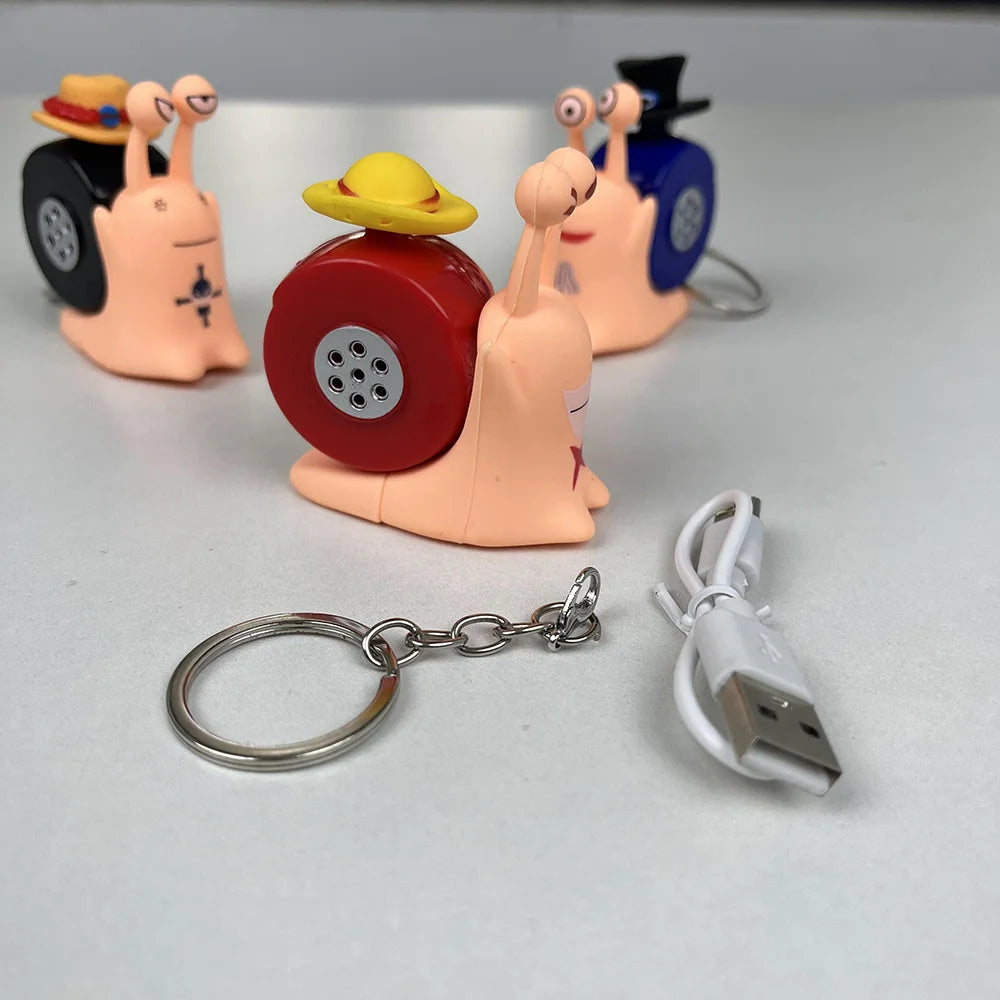Anime One Piece Den Den Mushi Model Toys Cartoon Luffy Sabo Ace Snail Shaped Phone Can Sound Recording Toys for Children Gifts