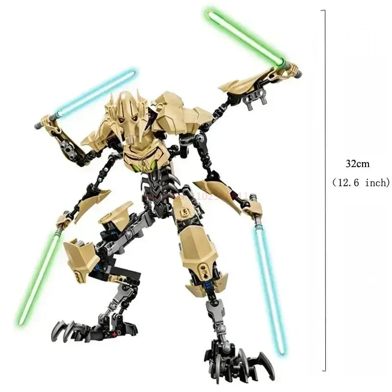 183pcs Ksz714 Star Action Figure Toy Anime General Robot Grievous With Lightsaber Hilt Combat Weapon Model Building Blocks Gifts