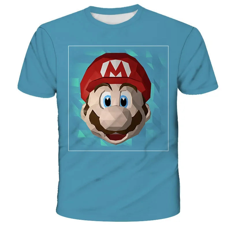 Super Mario Peach Princess Anime Manga Summer Children's Clothes Short Sleeve Boys Girls Cute Casual Fashion T-shirt Kids