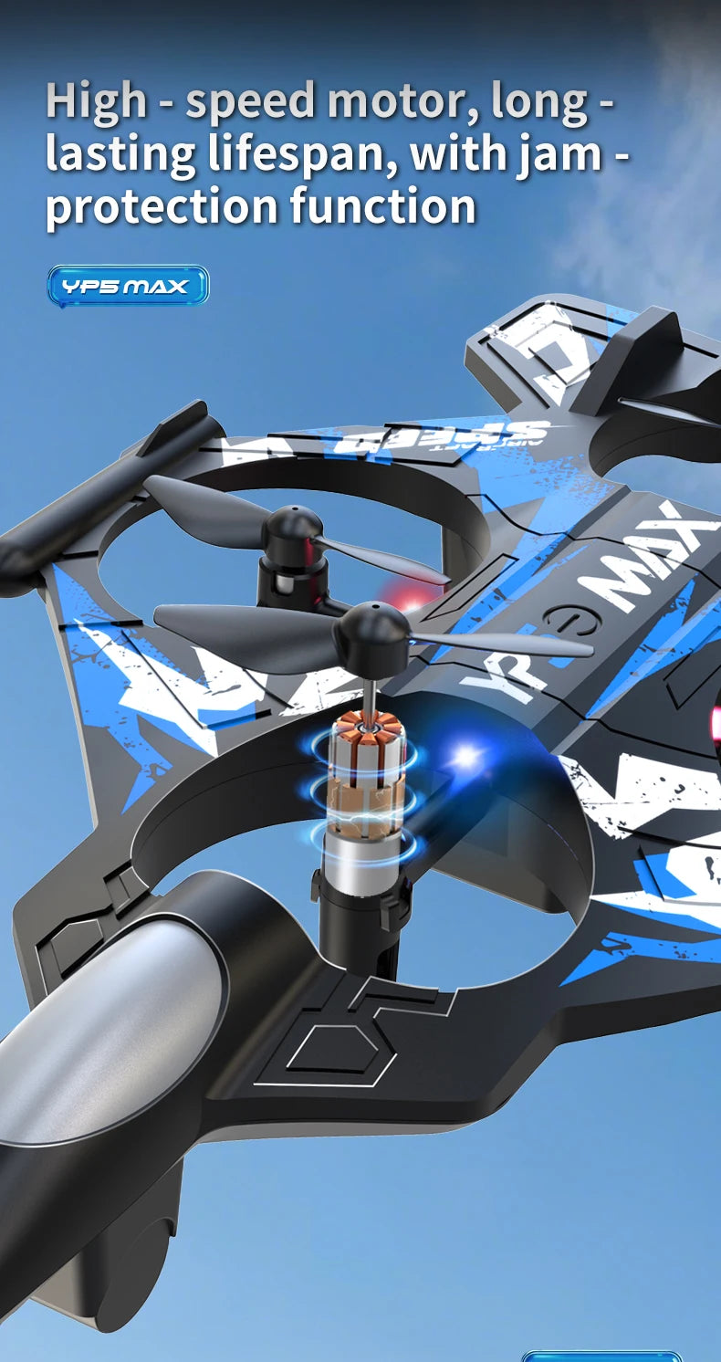 2026 New YP5MAX RC Foam Airplane 2.4GWIFI Fighter Stunt Tumbling Helicopter with Colored LED Lights Toys