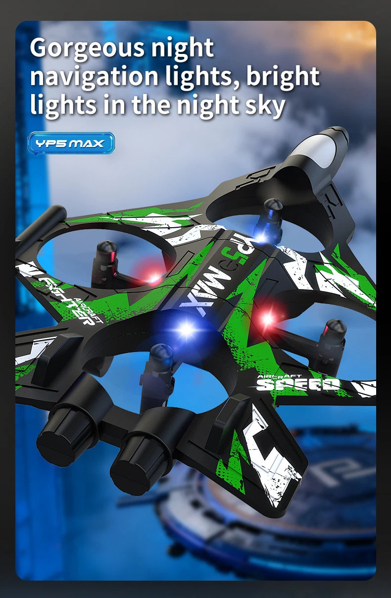2026 New YP5MAX RC Foam Airplane 2.4GWIFI Fighter Stunt Tumbling Helicopter with Colored LED Lights Toys