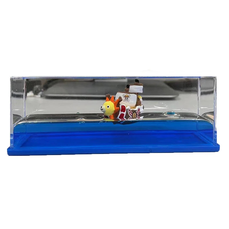 One Piece Floating Drift Bottle 3D Ship Go Merry Thousand Sunny Fluid Boat In Bottle Home Desktop Decor Anime Collection Adult