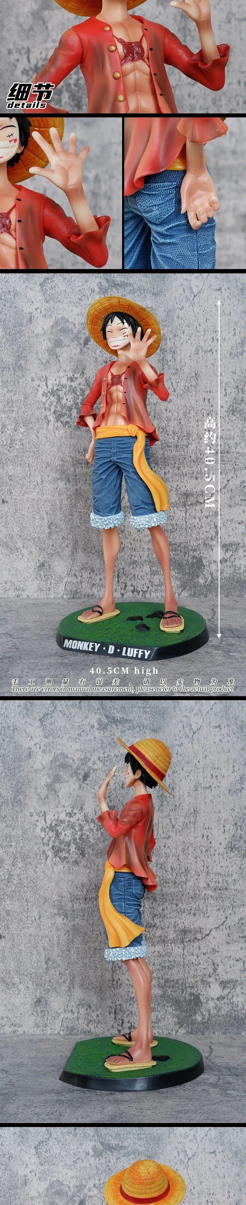 40.5CM One Piece Straw Hat Luffy Large Figure Animation Character Doll Statue Decoration Model Decoration Gift Toy