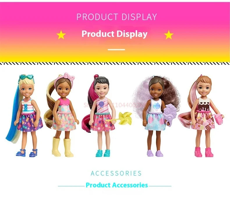 Original Barbie Doll Little Kelly Surprise Warm Water Color Changing Blind Box Dress Up Game Accessories Toy Child Birthday Gift