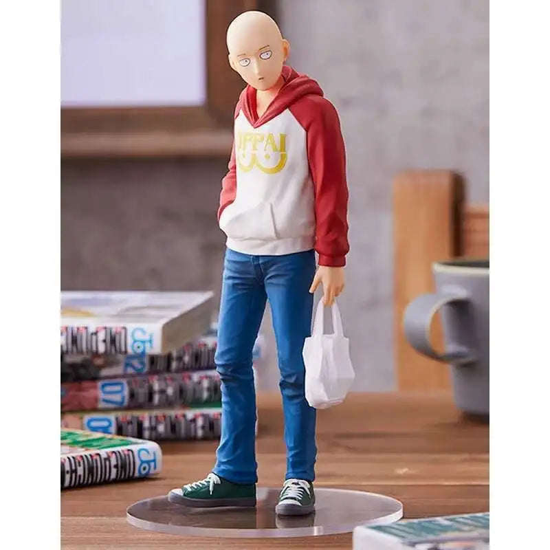 18cm One Punch Man Anime Figure One Punch Man Saitama OPPAI Action  Figure Hoodie Collection Model Doll Toys