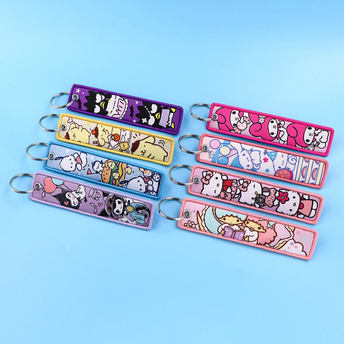 Sanrio Hello Kitty Melody Kuromi Embroidery KeyChain Key Tag Cars Backpack Chaveiro Keychain Keyring Accessories Toy Gift