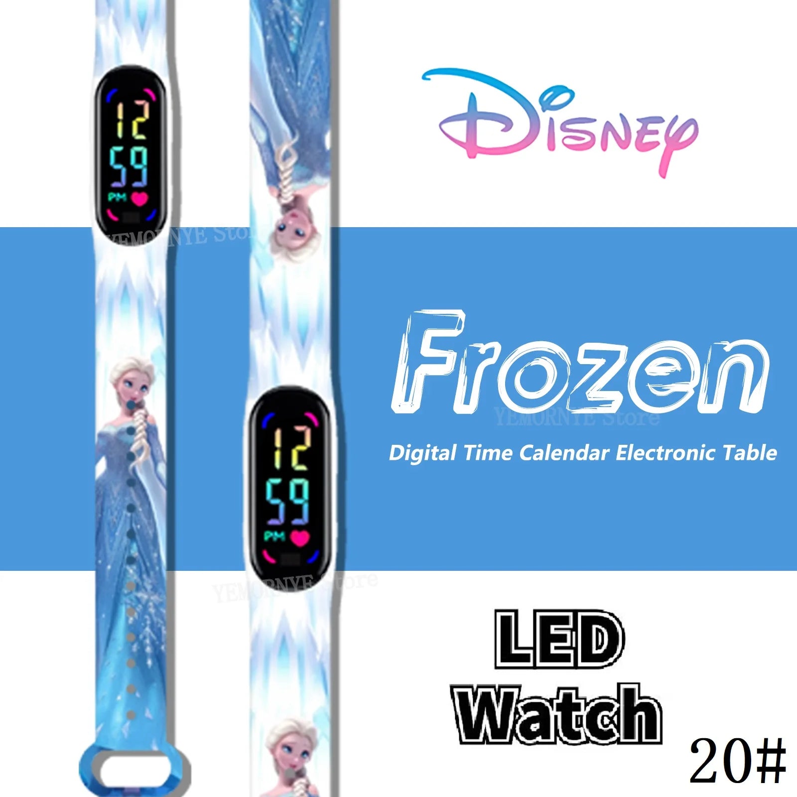Disney Frozen Digital Kids' Watches Anime Figures LED Luminous Watch Touch Waterproof Electronic Sports Watch Kids Birthday Gift