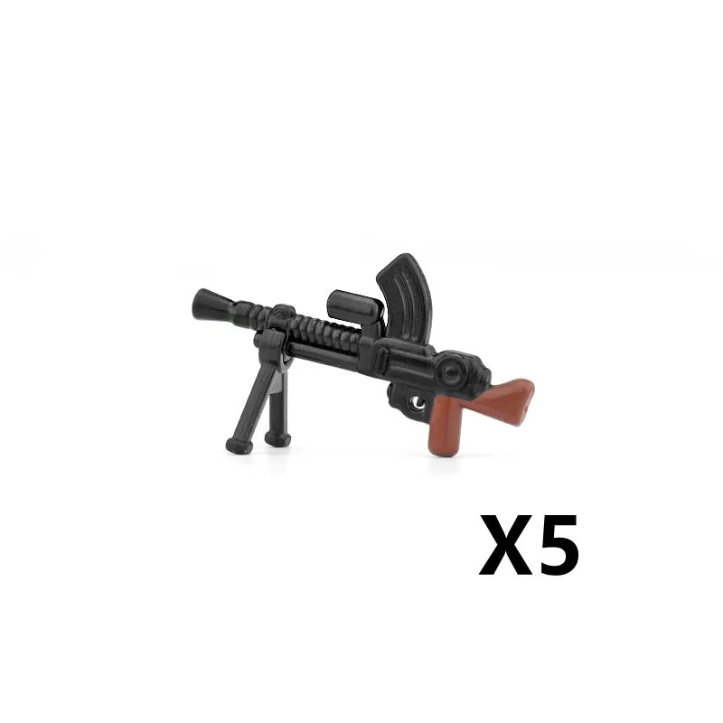 5/10 WW2 Soldier Weapons Building Block Two-color Printing Machine Rifle Submachine Sniper Guns Military Accessories Bricks C238