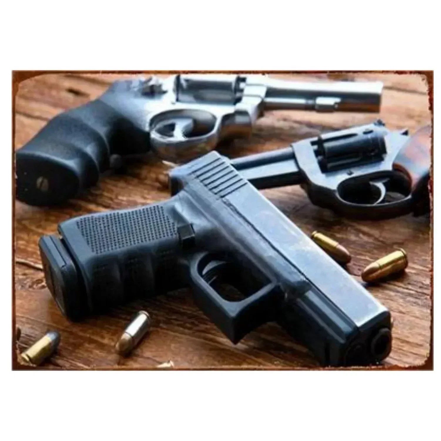 Pistol Metal Signs, Exuding Military Flair, Ideal As Wall Decoration in Man Cave, Home, Cafe, Garden, Club and Bar Settings.