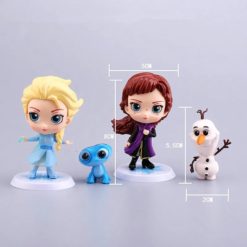 4Pcs Frozen Action Figures Set Princess Elsa Anna Fire Spirit Olaf Model Toys Collection Decoration Gift Toys For Kids