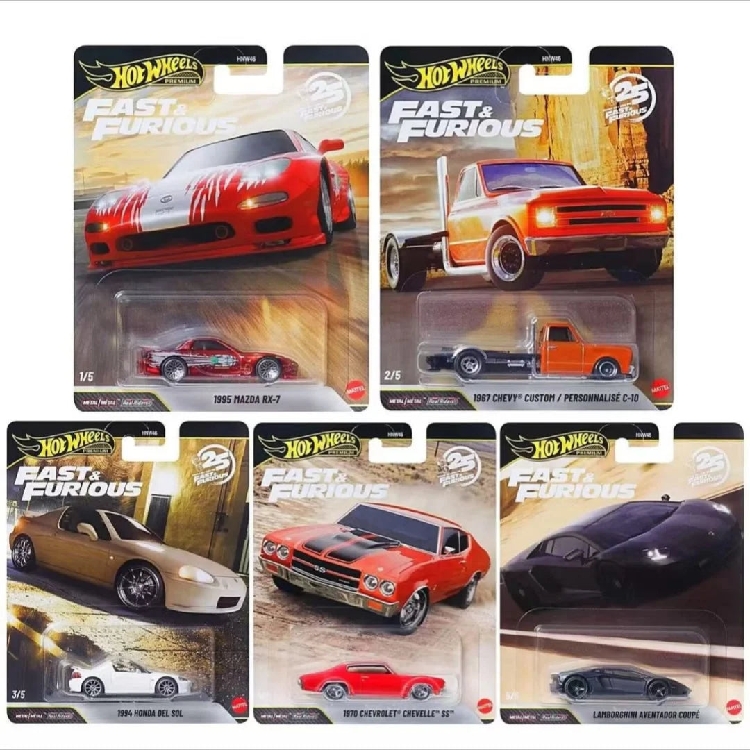Hot Wheels HNW46 Fast & Furious Car Culture Die-Cast Models 1/64 Mazda RX-7 Honda & Lamborghini Cars Model Boy Collection Gift