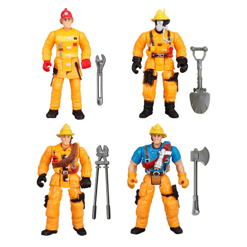 1:18 Army Men Soldier Police Fireman Explorer Hunter Action Figures Playset Military Terrorist SWAT Team Toys For Kid Boy Gifts