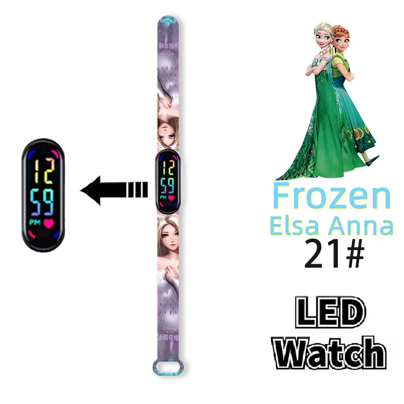 Disney Frozen Digital Kids' Watches Anime Figures LED Luminous Watch Touch Waterproof Electronic Sports Watch Kids Birthday Gift