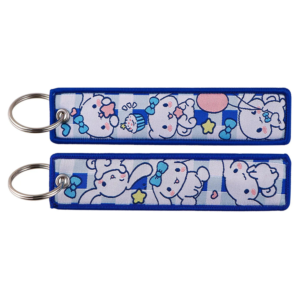 Sanrio Hello Kitty Melody Kuromi Embroidery KeyChain Key Tag Cars Backpack Chaveiro Keychain Keyring Accessories Toy Gift