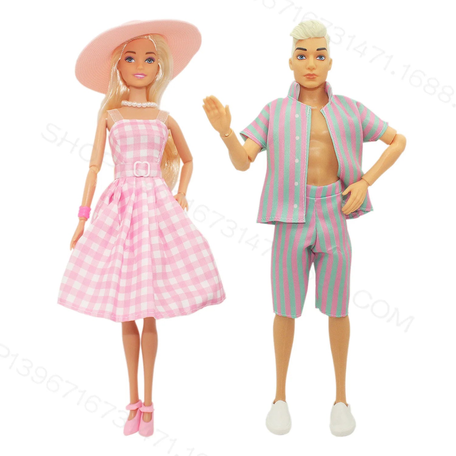 Pink Plaid Dress Doll 11.5 Inch 30cm Ken Barbie The Movie Barbie Perfect Day Toys for Girls Christmas Birthday Gifts Without Box