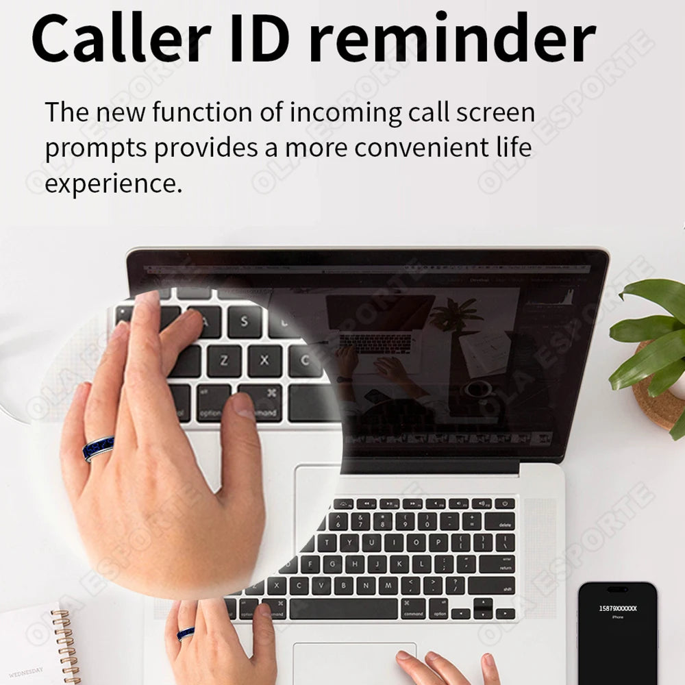 Call ID Reminder Smart Ring Display Screen and Touch,Tasbih Counter,Health Manager,5ATM Waterproof Multiple Sport Mode Men Women