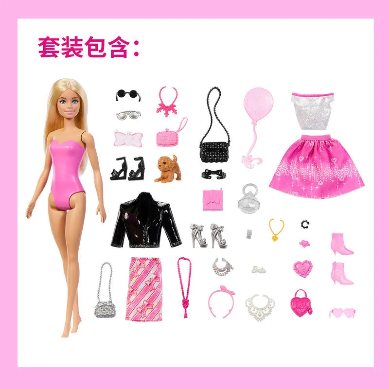 Official Licensed Barbie 2026 New Pink Fashion Surprise Advent Calendar Gift Blind Box  Jfl63 Barbie Collectibles Model Toy