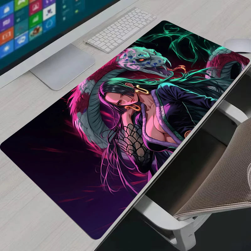 Mouse Pad Large One Piece Boa Hancock Gaming MousePad Anime Girl Gamer Computer Accessories Keyboard Pad Rubber Base Desk Mat