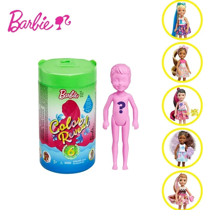 Original Barbie Doll Little Kelly Surprise Warm Water Color Changing Blind Box Dress Up Game Accessories Toy Child Birthday Gift
