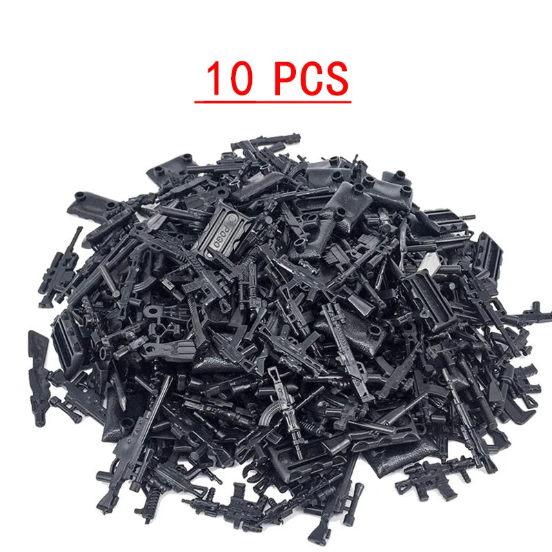 25/50/100Pcs Soldier Police Gangster WW2 Army Military Weapons SWAT Machine Gun Mortar Building Blocks Figure Model Brick Toy
