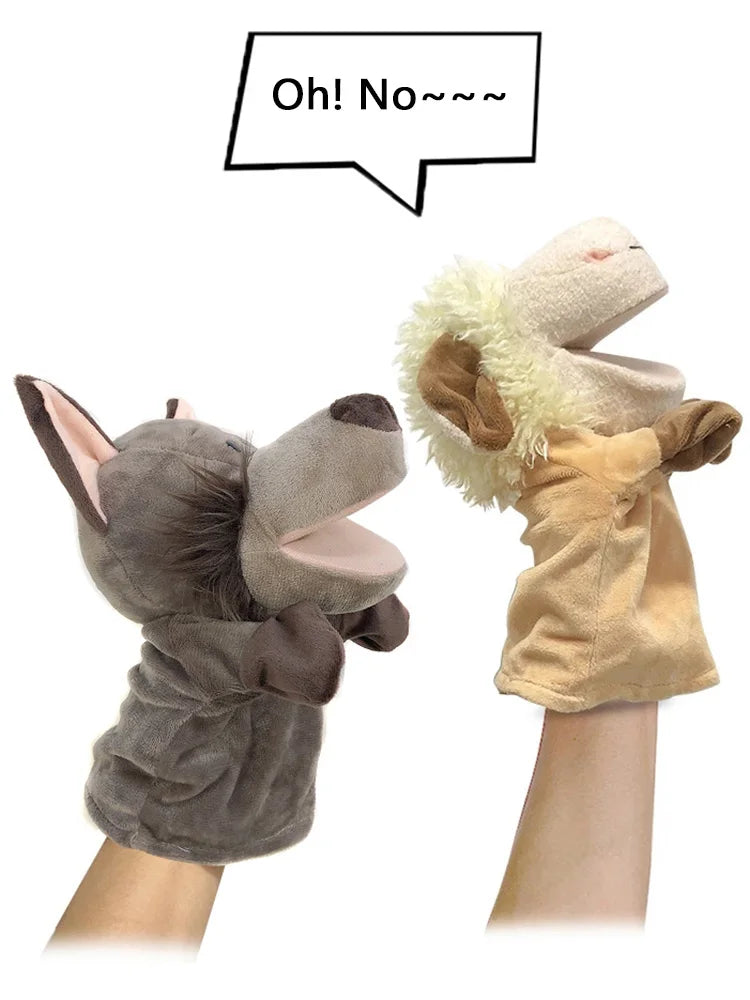 Stuffed Plush Animals Toys Hand Finger Story Puppet Kawaii Dolls Educational Baby Toys Lion Elephant Bunny Monkey Children GIft