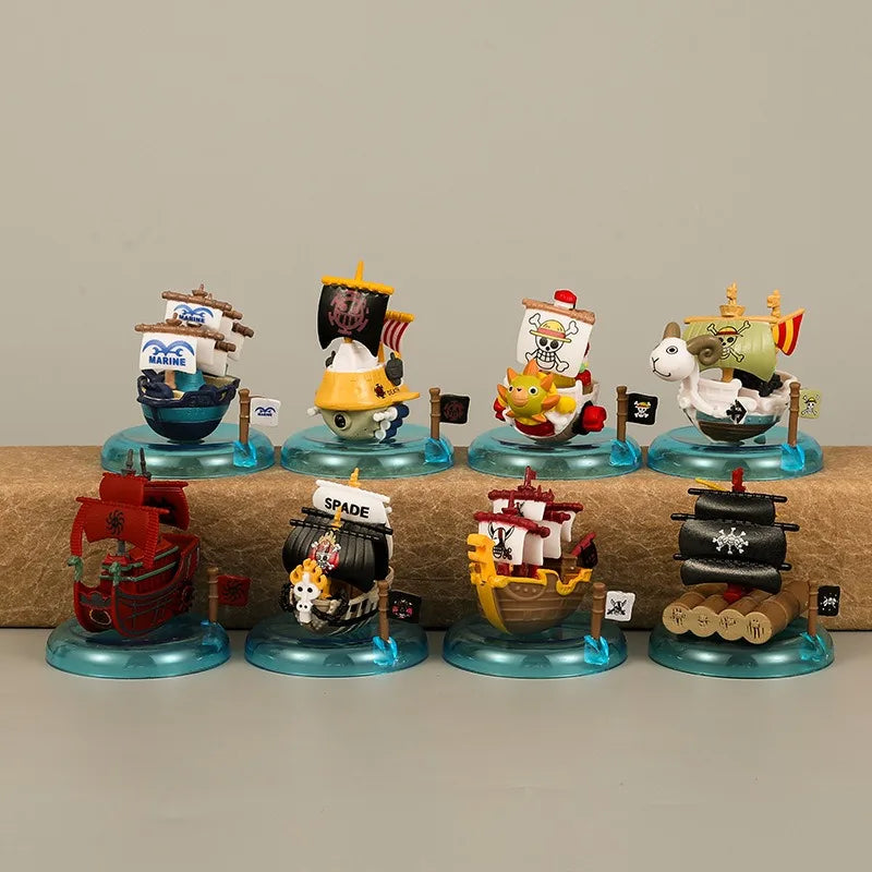 8cm 8pcs/set Anime One Piece Figure Luffy Zoro Sanji Mini Pirate Ship Action Figure PVC Model Doll Collection Toy Gift Kids