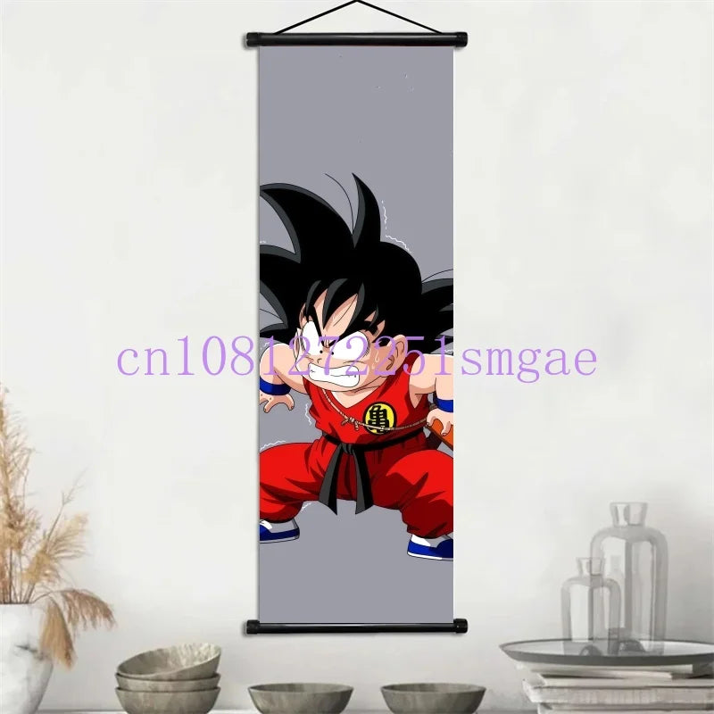 Dragon Ball Scrolls Picture Wall Art Goku Saiyan Hanging Painting Canvas Anime Poster Hot Blooded Home Decor Kawaii Kids Room