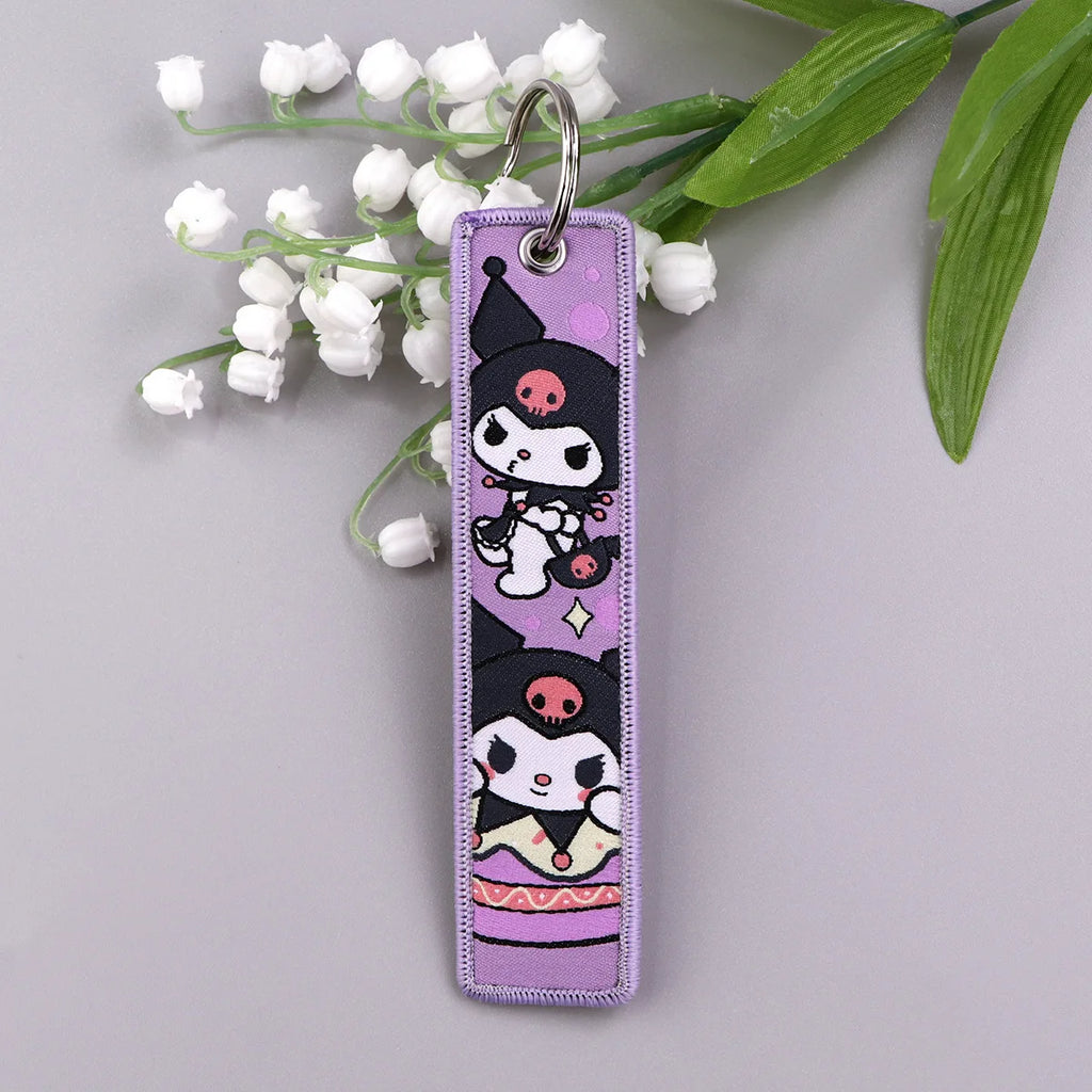 Sanrio Hello Kitty Melody Kuromi Embroidery KeyChain Key Tag Cars Backpack Chaveiro Keychain Keyring Accessories Toy Gift